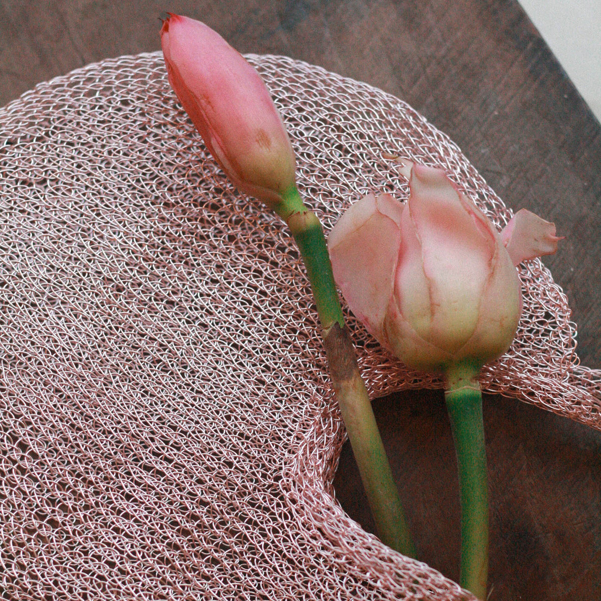 The Sol Mesh Wire Tote Bag in Pink