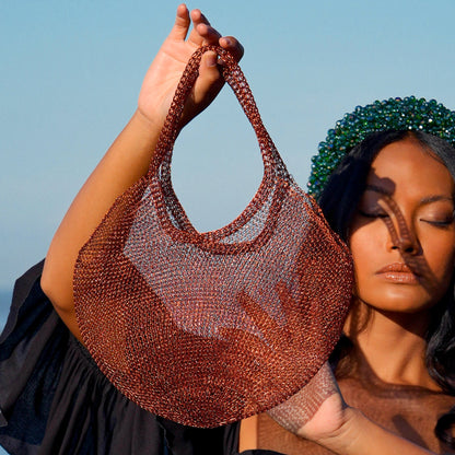 The Sol Mesh Wire Tote Bag in Copper