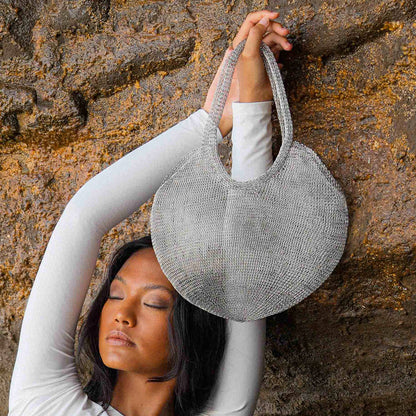 The Sol Mesh Wire Tote Bag in Silver