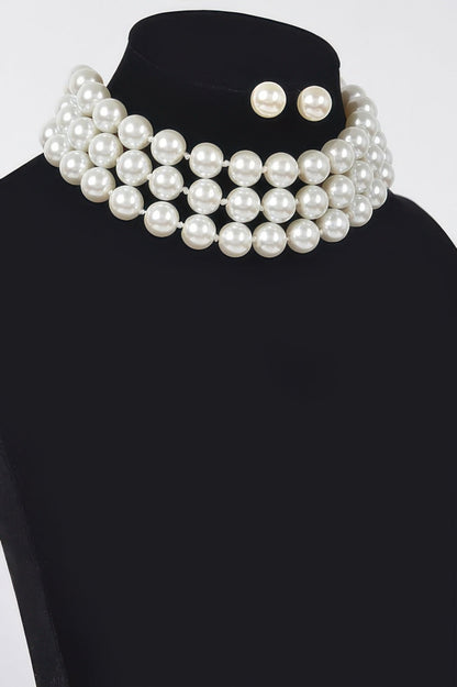 SUTTON PLACE Faux Pearl Necklace & Earring Set: BYMANYC ® New York