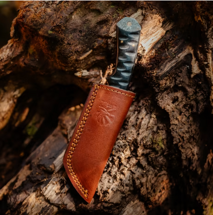 Custom, 8", Knife, Damascus Knife, Carved Diamond Wood, Beautiful Twist Damascus TD-75