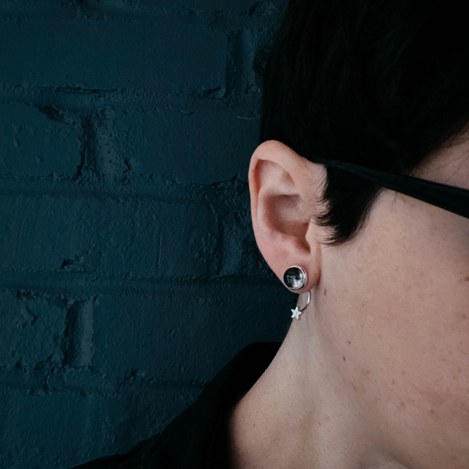 CLEARANCE My Moon Sterling Silver Star Ear Jacket Earrings
