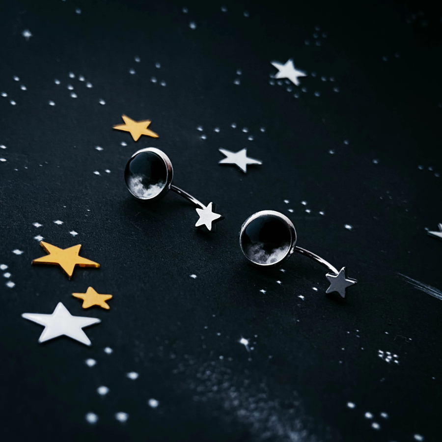 CLEARANCE My Moon Sterling Silver Star Ear Jacket Earrings