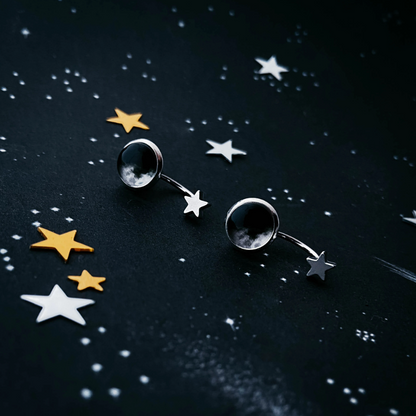 CLEARANCE My Moon Sterling Silver Star Ear Jacket Earrings