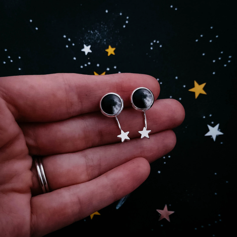 CLEARANCE My Moon Sterling Silver Star Ear Jacket Earrings