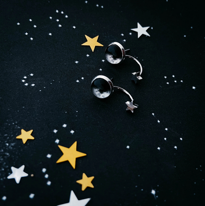 CLEARANCE My Moon Sterling Silver Star Ear Jacket Earrings