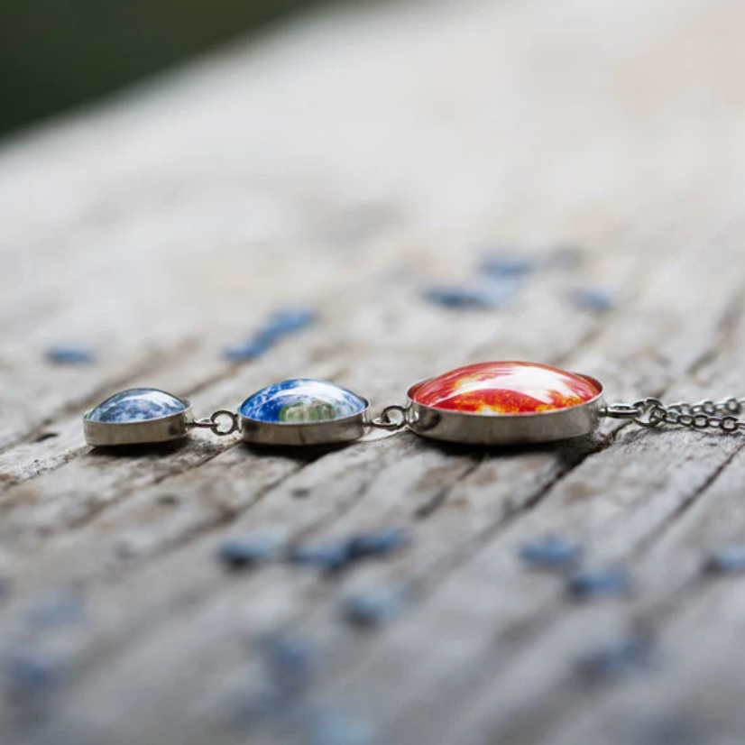 CLEARANCE DISCONTINUED Earth, Moon and Sun Sterling Silver Statement Necklace