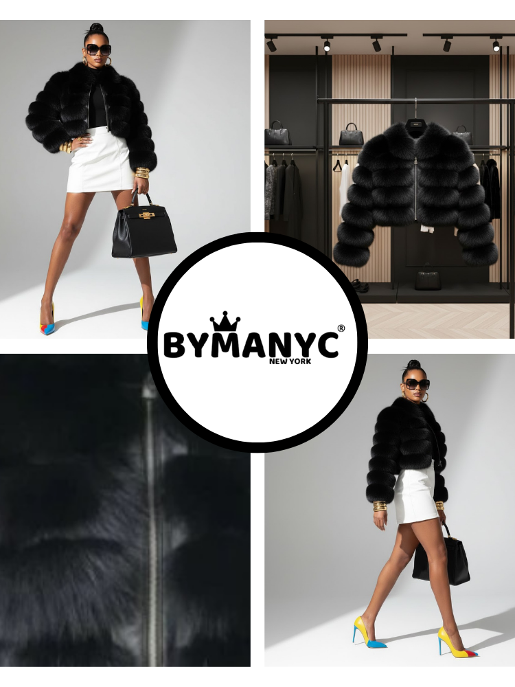 Short Faux Fur Jacket for Women, Flatiron, BYMANYC New York.