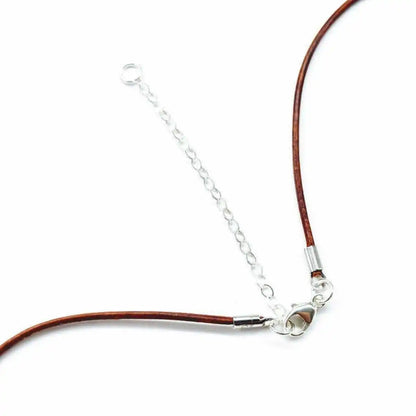 Silver Green Blue Shell Bead Charm Leather Necklace
