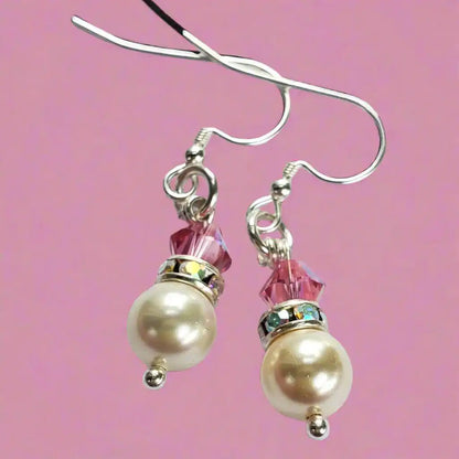 Various Color Swarovski Crystal Pearl Stack Earrings
