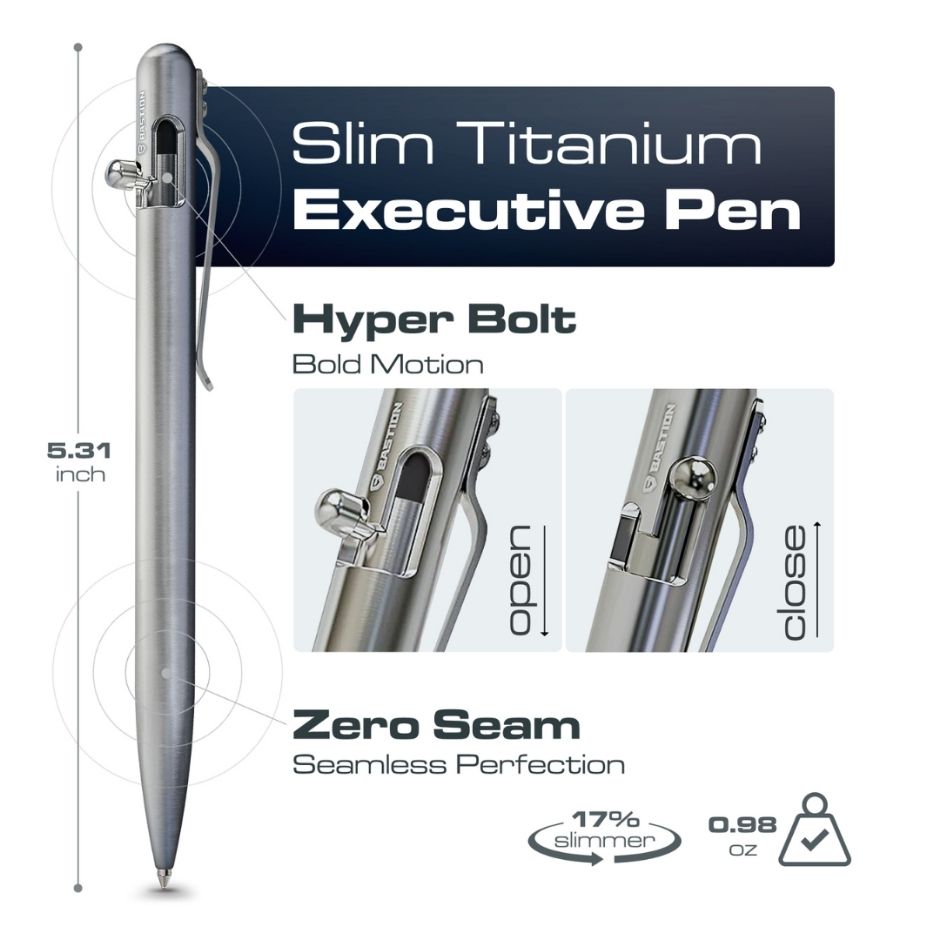 Titanium - SLIM Bolt Action Pen by Bastion®