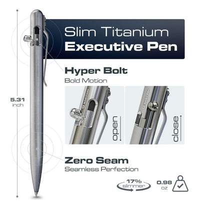 Titanium - SLIM Bolt Action Pen by Bastion®