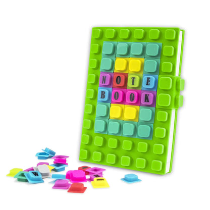 Soft Lego-Like Cover Notebook (Medium Size) in a Set With 70 Decorative Cubes Stationery Combo