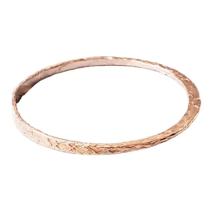 Stackable Copper Hammered Open Double Canted Angle Bangles
