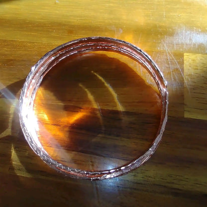 Stackable Copper Hammered Open Double Canted Angle Bangles