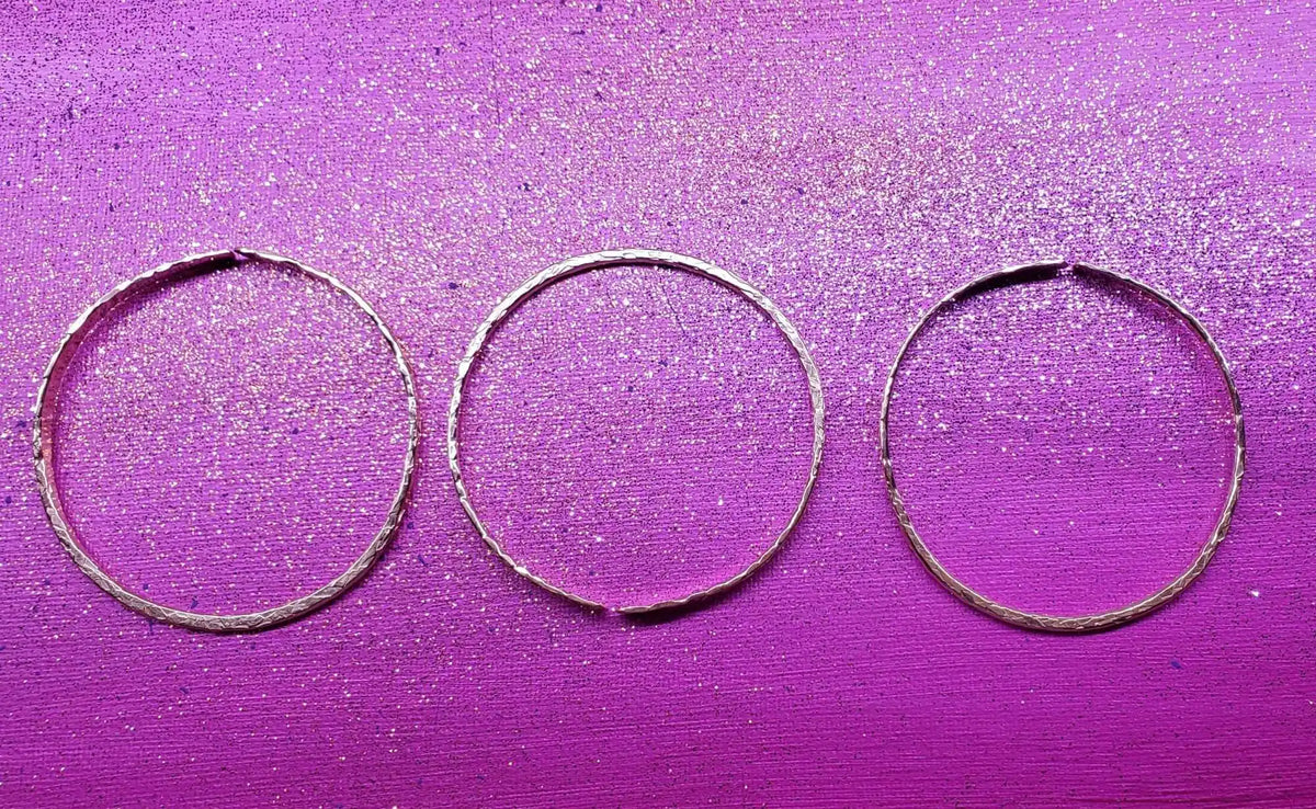 Stackable Copper Hammered Open Double Canted Angle Bangles