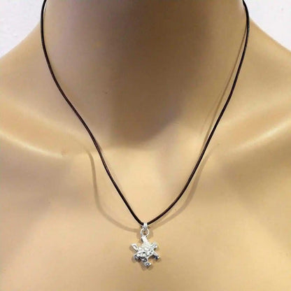 925 Silver Autism Awareness Puzzle Piece Leather Necklace