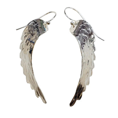 Silver Hammered Sculpted Angel Wing Earrings