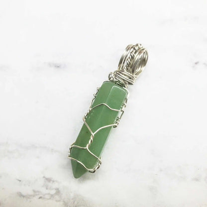 Sterling Silver Messy Wire Wrap Gemstone Crystal Pendant