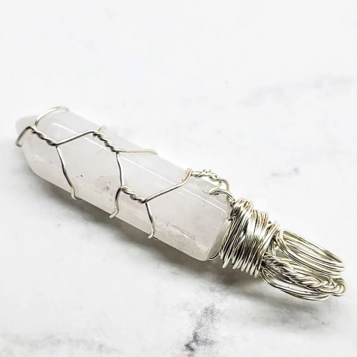 Sterling Silver Messy Wire Wrap Gemstone Crystal Pendant