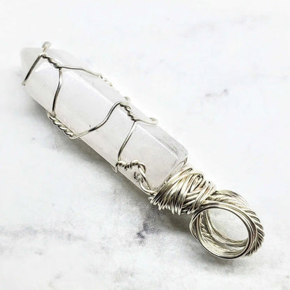 Sterling Silver Messy Wire Wrap Gemstone Crystal Pendant