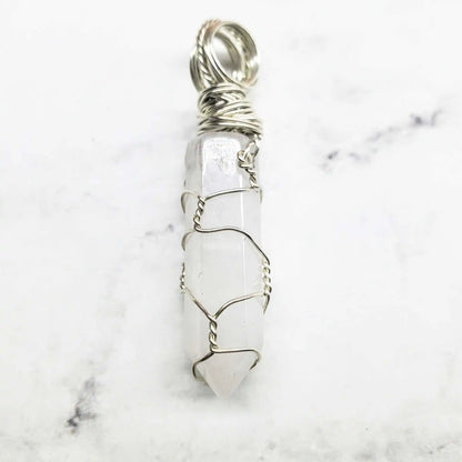 Sterling Silver Messy Wire Wrap Gemstone Crystal Pendant