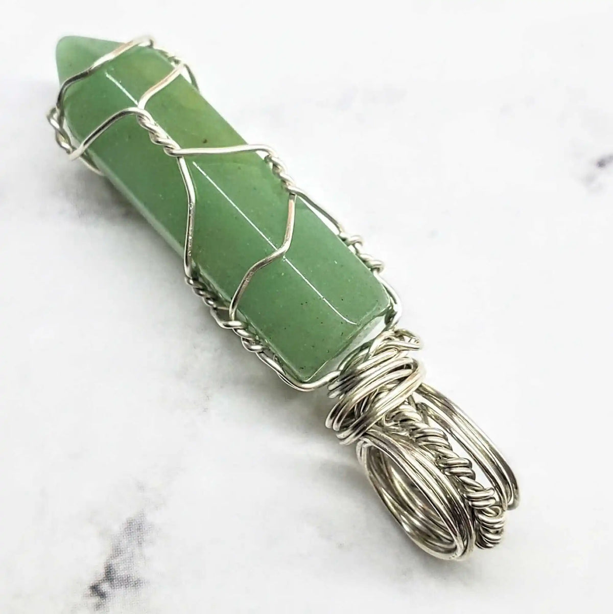 Sterling Silver Messy Wire Wrap Gemstone Crystal Pendant