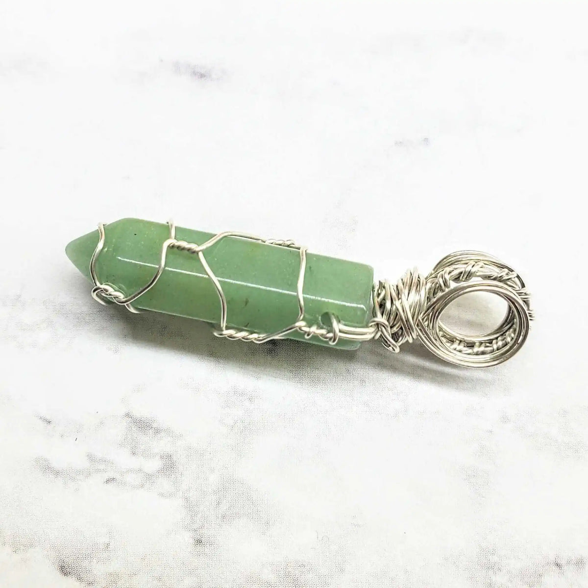 Sterling Silver Messy Wire Wrap Gemstone Crystal Pendant