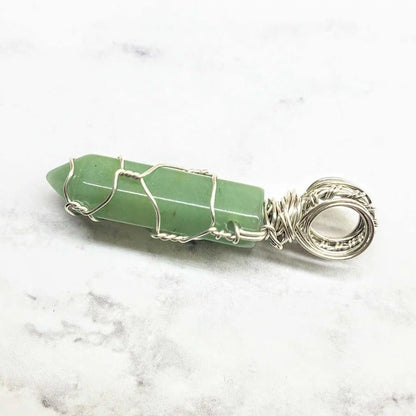 Sterling Silver Messy Wire Wrap Gemstone Crystal Pendant