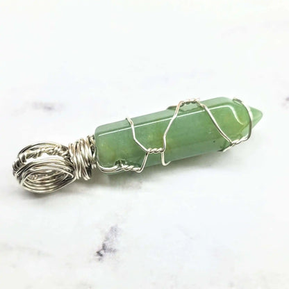 Sterling Silver Messy Wire Wrap Gemstone Crystal Pendant