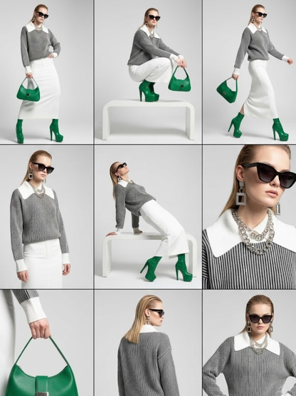 Striped Knit Sweater With Contrast Collar PETER PAN: New Colección COUTURE in NOLITA - BYMANYC ® New York