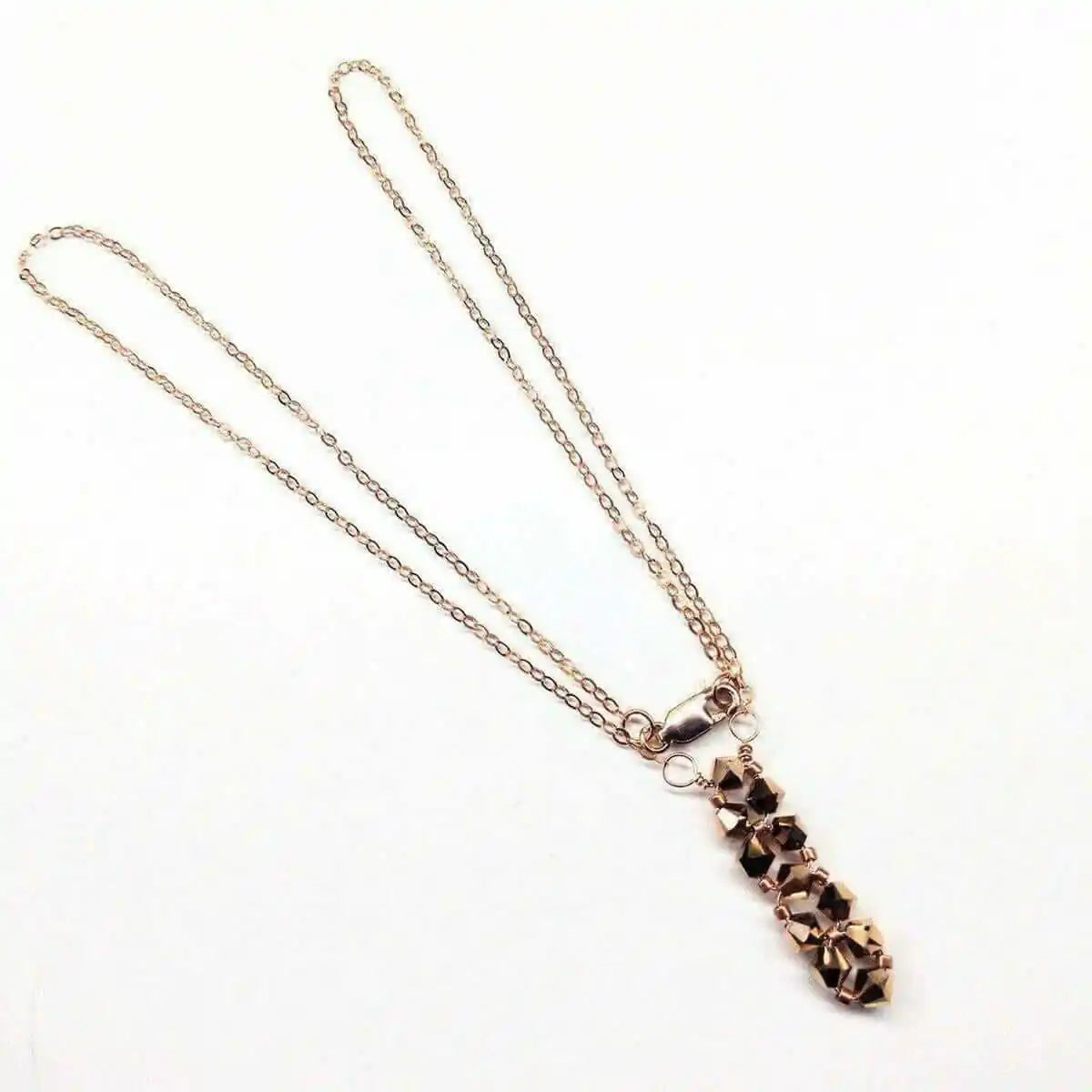 Super Sparkly Rose Gold Rock Candy Crystal Bar Necklace