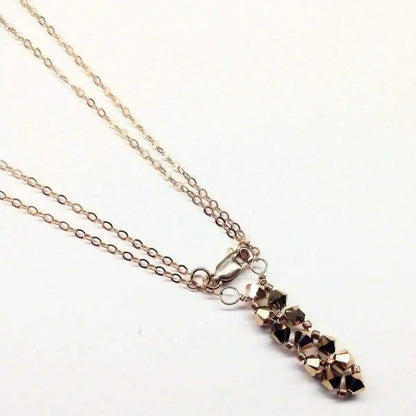Super Sparkly Rose Gold Rock Candy Crystal Bar Necklace