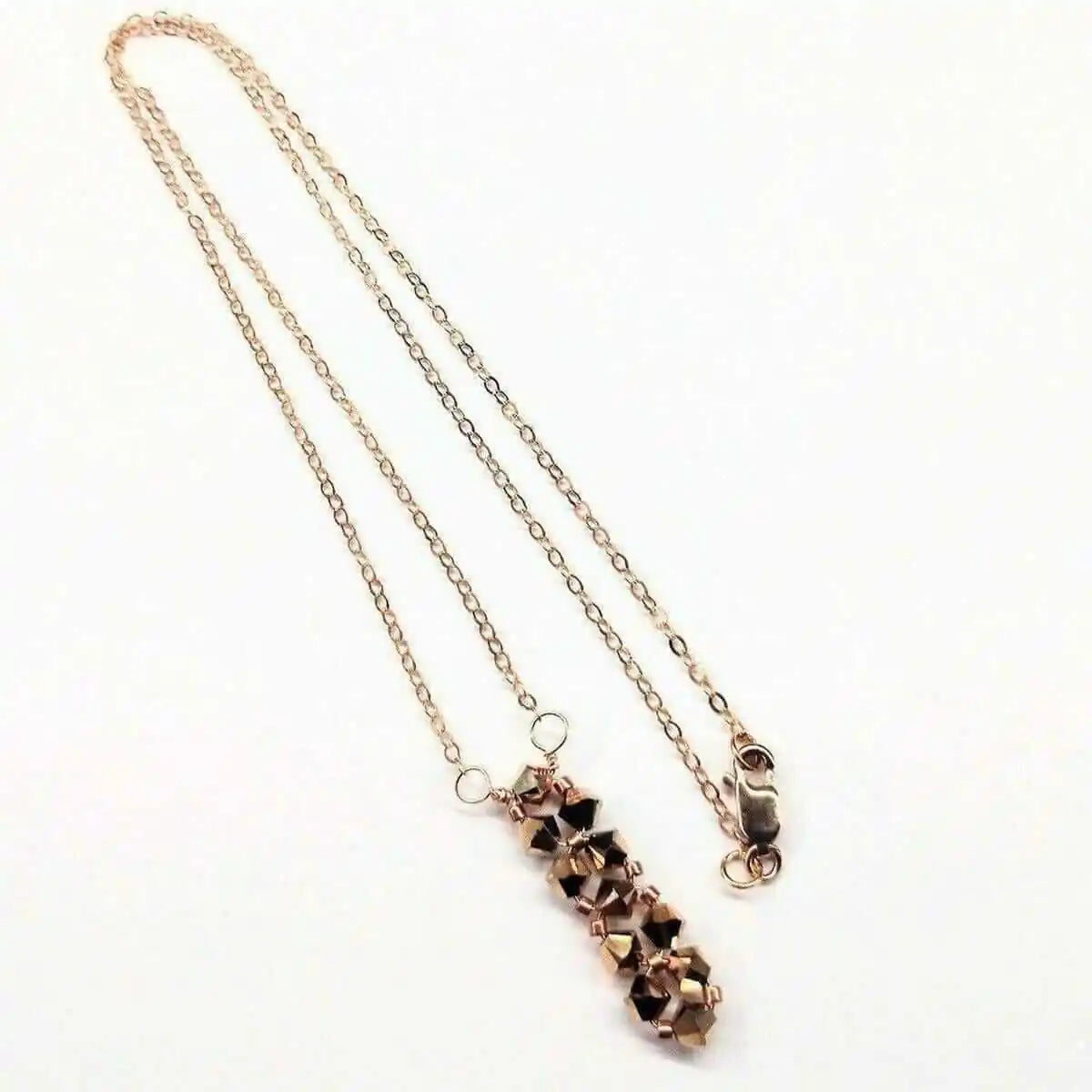 Super Sparkly Rose Gold Rock Candy Crystal Bar Necklace