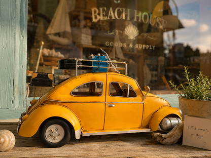 Vintage Yellow Beetle Car Model