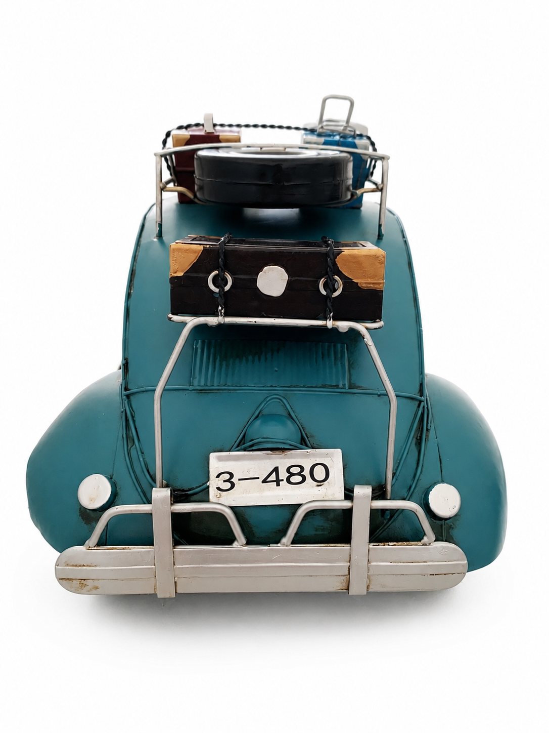 Vintage Teal Beetle Car Metal Model