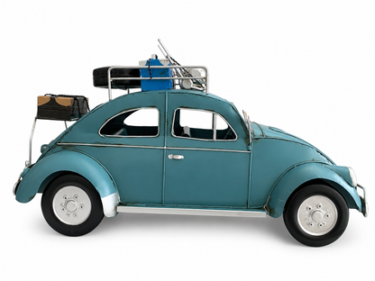 Vintage Teal Beetle Car Metal Model