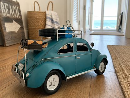 Vintage Teal Beetle Car Metal Model