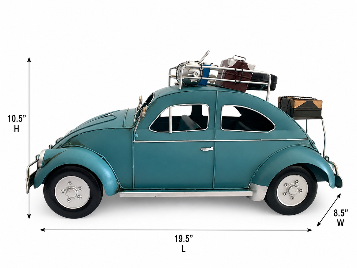 Vintage Teal Beetle Car Metal Model