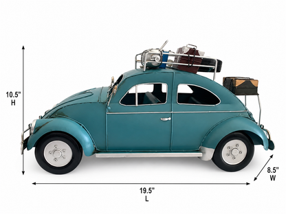 Vintage Teal Beetle Car Metal Model
