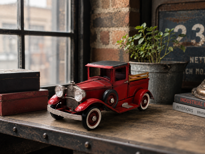 Classic Red Lighted Metal Truck