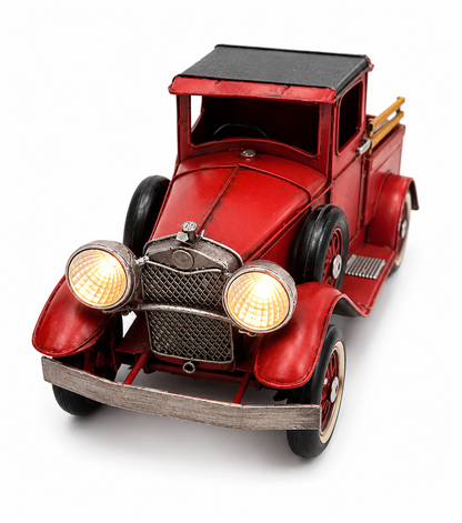 Classic Red Lighted Metal Truck