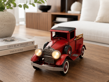 Classic Red Lighted Metal Truck