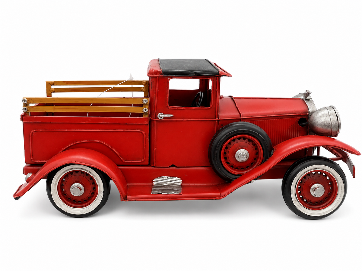 Classic Red Lighted Metal Truck