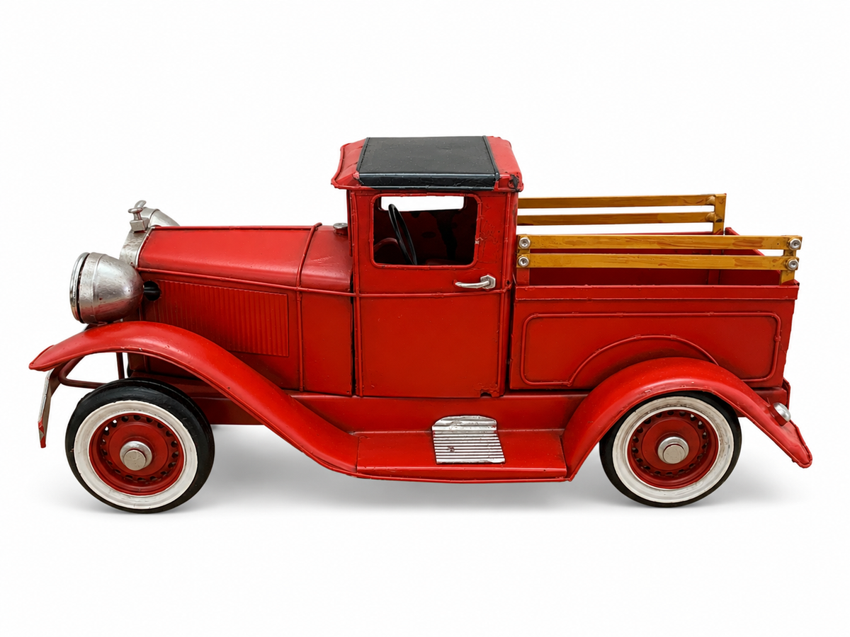 Classic Red Lighted Metal Truck