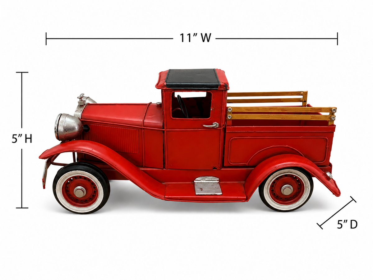 Classic Red Lighted Metal Truck