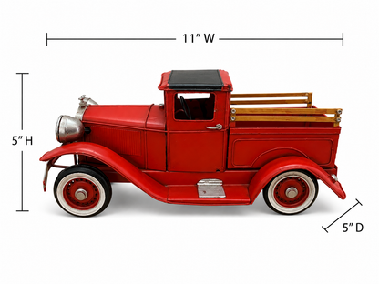 Classic Red Lighted Metal Truck