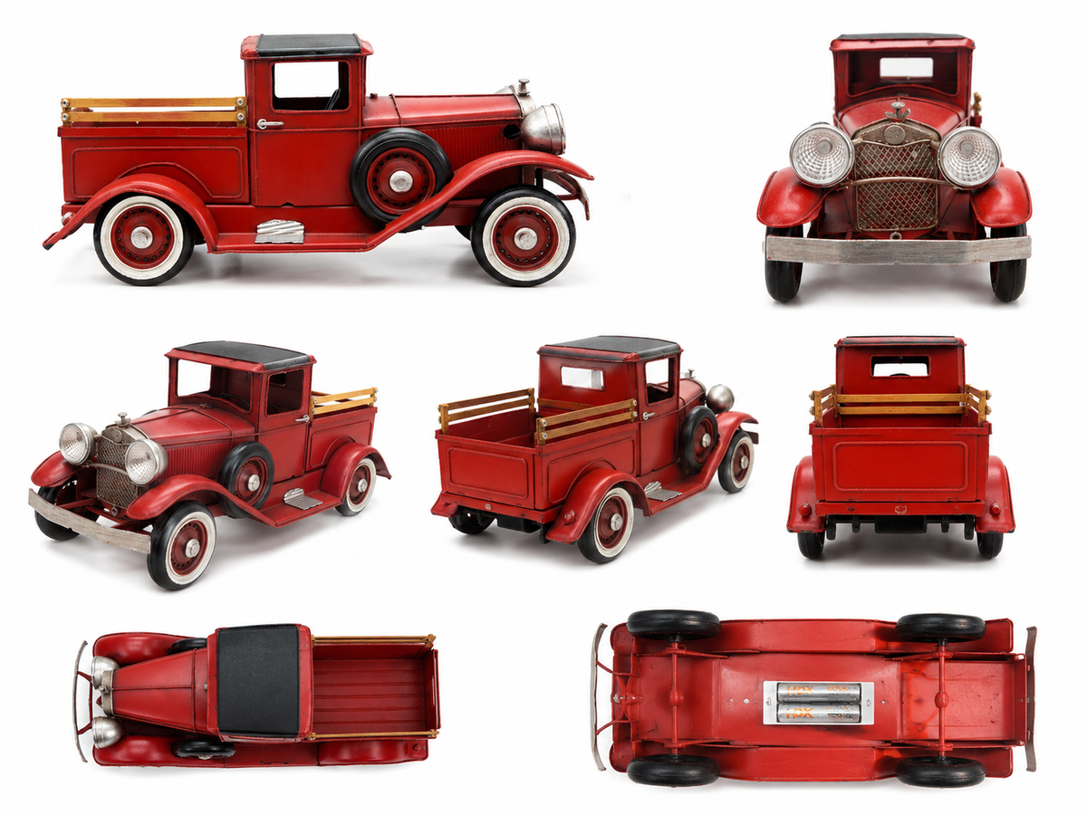 Classic Red Lighted Metal Truck