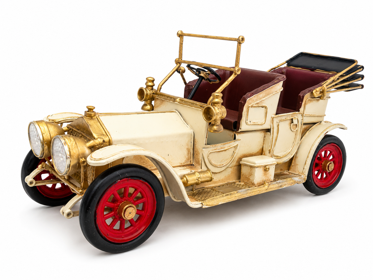 Antique Brass Lighted Metal Car