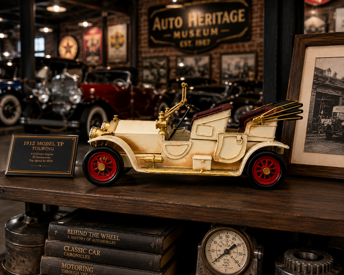 Antique Brass Lighted Metal Car
